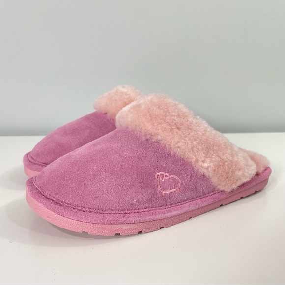 Lamo Pink Suede Sheepskin slippers Sz M - Picture 6 of 7